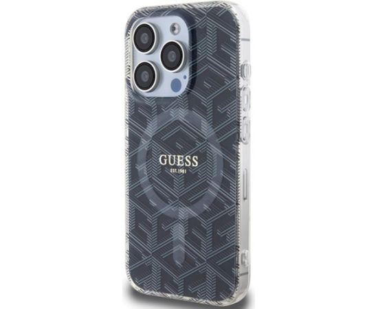 Guess GUHMP15LHGCUSTGK Hardcase IML GCube MagSafe Aizsargapvalks priekš iPhone 15 Pro 6.1" / melns Neoriģinālie Maciņi
