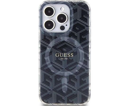 Guess GUHMP15LHGCUSTGK Hardcase IML GCube MagSafe Aizsargapvalks priekš iPhone 15 Pro 6.1" / melns Neoriģinālie Maciņi