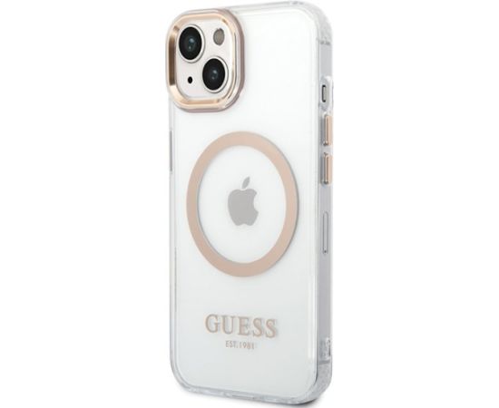 Guess GUHMP15MHTRMD Metal Outline Magsafe Aizsargapvalks priekš iPhone 15 Plus / 14 Plus 6.7" / zelta Neoriģinālie Maciņi