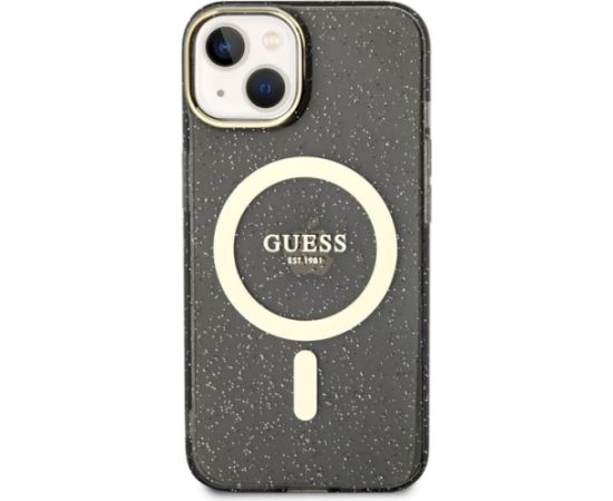 Guess GUHMP14MHCMCGK Hardcase Glitter Gold MagSafe Aizsargapvalks priekš iPhone 14 Plus / 15 Plus 6.7" / melns Neoriģinālie Maciņi