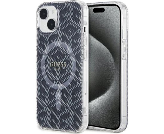 Guess GUHMP15MHGCUSTGK Hardcase IML GCube MagSafe Aizsargapvalks priekš iPhone 15 Plus/14 Plus 6.7" / melns Neoriģinālie Maciņi