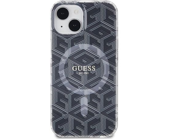 Guess GUHMP15MHGCUSTGK Hardcase IML GCube MagSafe Aizsargapvalks priekš iPhone 15 Plus/14 Plus 6.7" / melns Neoriģinālie Maciņi