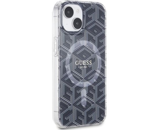 Guess GUHMP15MHGCUSTGK Hardcase IML GCube MagSafe Aizsargapvalks priekš iPhone 15 Plus/14 Plus 6.7" / melns Neoriģinālie Maciņi