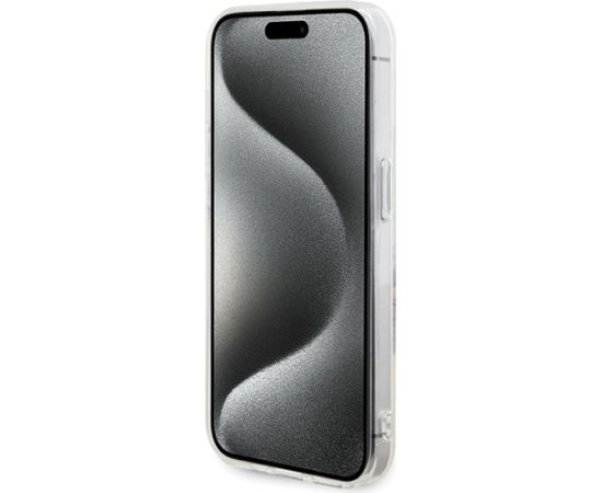Guess GUHMP15LHFWFCT Hardcase IML Flowers Wreath MagSafe Aizsargapvalks priekš iPhone 15 Pro 6.1" / caurspīdīgs Neoriģinālie Maciņi
