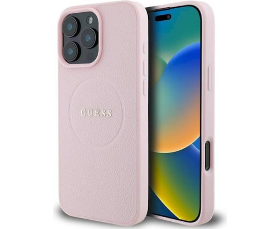 Guess GUHMP15XPGHSMMP Grained Ring MagSafe Aizsargapvalks priekš iPhone 15 Pro Max 6.7" / rozā Neoriģinālie Maciņi