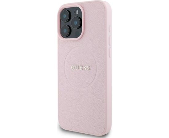 Guess GUHMP15XPGHSMMP Grained Ring MagSafe Aizsargapvalks priekš iPhone 15 Pro Max 6.7" / rozā Neoriģinālie Maciņi