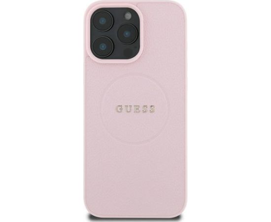 Guess GUHMP15XPGHSMMP Grained Ring MagSafe Aizsargapvalks priekš iPhone 15 Pro Max 6.7" / rozā Neoriģinālie Maciņi