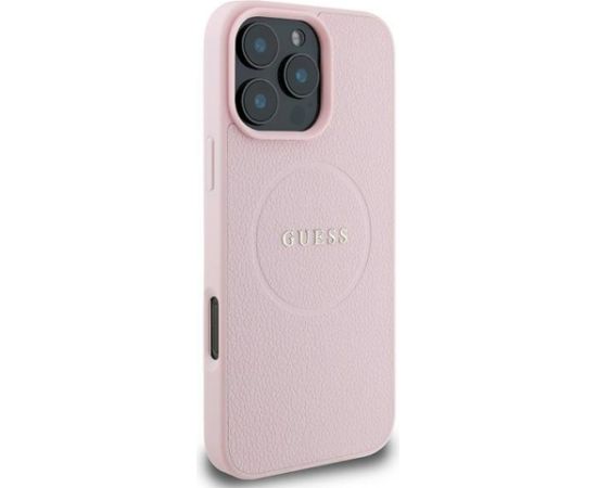 Guess GUHMP15XPGHSMMP Grained Ring MagSafe Aizsargapvalks priekš iPhone 15 Pro Max 6.7" / rozā Neoriģinālie Maciņi