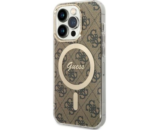 Guess GUHMP15LH4STW Hardcase IML 4G MagSafe Aizsargapvalks priekš iPhone 15 Pro 6.1" / brūns Neoriģinālie Maciņi
