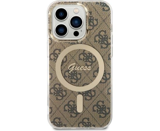 Guess GUHMP15LH4STW Hardcase IML 4G MagSafe Aizsargapvalks priekš iPhone 15 Pro 6.1" / brūns Neoriģinālie Maciņi
