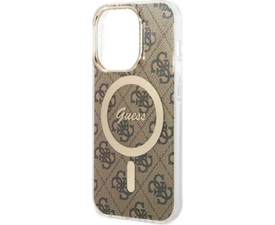 Guess GUHMP15LH4STW Hardcase IML 4G MagSafe Aizsargapvalks priekš iPhone 15 Pro 6.1" / brūns Neoriģinālie Maciņi