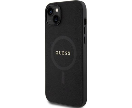 Guess GUHMP15MPSAHMCK Hardcase Saffiano MagSafe Aizsargapvalks priekš iPhone 15 Plus / 14 Plus 6.7" / melns Neoriģinālie Maciņi