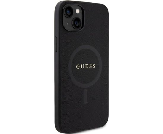 Guess GUHMP15MPSAHMCK Hardcase Saffiano MagSafe Aizsargapvalks priekš iPhone 15 Plus / 14 Plus 6.7" / melns Neoriģinālie Maciņi