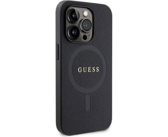 Guess GUHMP14LPSAHMCK Saffiano MagSafe Aizsargapvalks priekš iPhone 14 Pro 6.1" / melns Neoriģinālie Maciņi