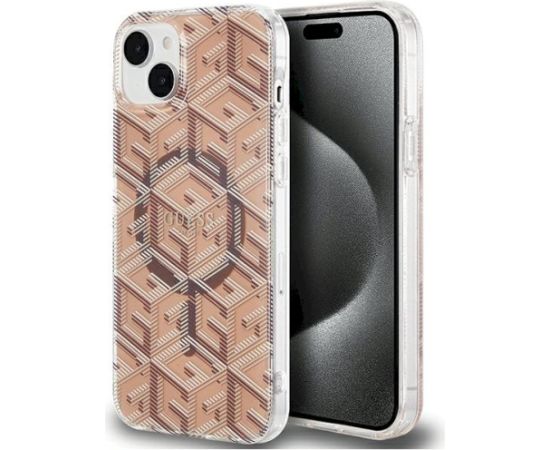 Guess GUHMP15MHGCUSTGW Hardcase IML GCube MagSafe Aizsargapvalks priekš iPhone 15 Plus/14 Plus 6.7" / brūns Neoriģinālie Maciņi