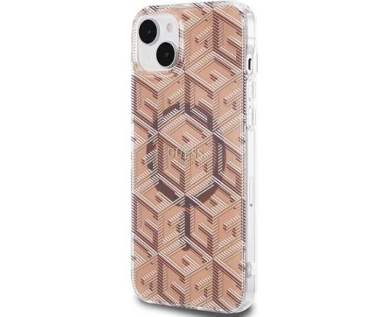 Guess GUHMP15MHGCUSTGW Hardcase IML GCube MagSafe Aizsargapvalks priekš iPhone 15 Plus/14 Plus 6.7" / brūns Neoriģinālie Maciņi
