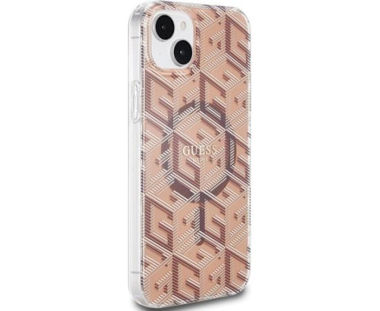 Guess GUHMP15MHGCUSTGW Hardcase IML GCube MagSafe Aizsargapvalks priekš iPhone 15 Plus/14 Plus 6.7" / brūns Neoriģinālie Maciņi