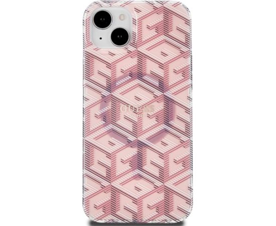 Guess GUHMP15SHGCUSTGP Hardcase IML GCube MagSafe Aizsargapvalks priekš iPhone 15 / 14 / 13 6.1" / rozā Neoriģinālie Maciņi
