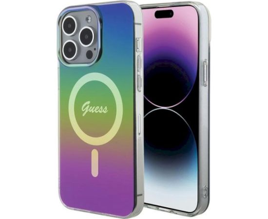 Guess GUHMP15XHITSK Hardcase IML Iridescent MagSafe Aizsargapvalks priekš iPhone 15 Pro Max 6.7" Neoriģinālie Maciņi