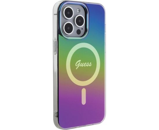 Guess GUHMP15XHITSK Hardcase IML Iridescent MagSafe Aizsargapvalks priekš iPhone 15 Pro Max 6.7" Neoriģinālie Maciņi