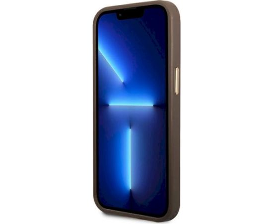 Guess GUHMP14LU4GPRW Hardcase 4G Logo Plate MagSafe Aizsargapvalks priekš iPhone 14 Pro 6,1" / brūns Neoriģinālie Maciņi