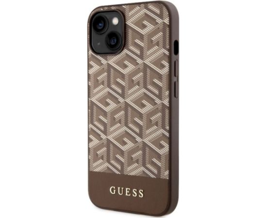 Guess GUHMP14MHGCFSEW GCube Stripes MagSafe Aizsargapvalks priekš iPhone 14 Plus / 15 Plus 6.7" / brūns Neoriģinālie Maciņi