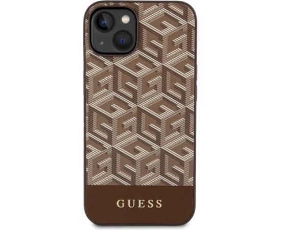 Guess GUHMP14MHGCFSEW GCube Stripes MagSafe Aizsargapvalks priekš iPhone 14 Plus / 15 Plus 6.7" / brūns Neoriģinālie Maciņi