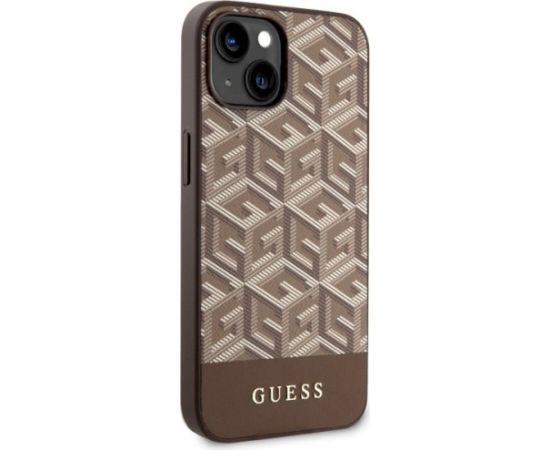 Guess GUHMP14MHGCFSEW GCube Stripes MagSafe Aizsargapvalks priekš iPhone 14 Plus / 15 Plus 6.7" / brūns Neoriģinālie Maciņi