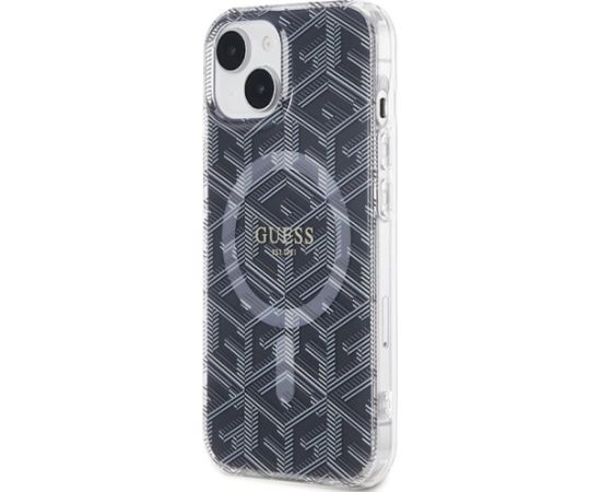 Guess GUHMP15SHGCUSTGK Hardcase IML GCube MagSafe Aizsargapvalks priekš iPhone 15 / 14 / 13 6.1" / melns Neoriģinālie Maciņi