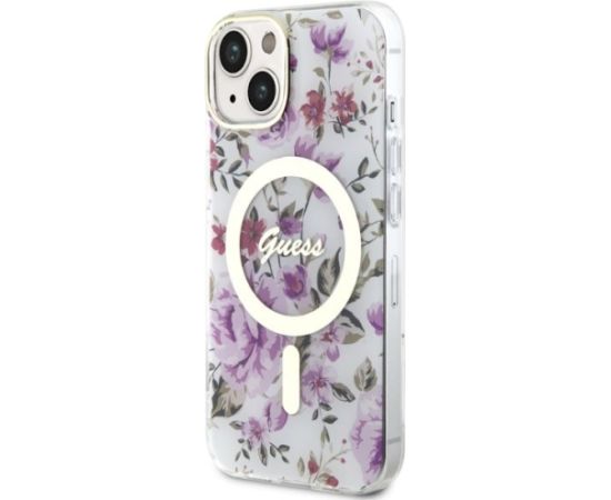 Guess GUHMP14MHCFWST Hardcase Flower MagSafe Aizsargapvalks priekš iPhone 14 Plus / 15 Plus 6.7" Neoriģinālie Maciņi