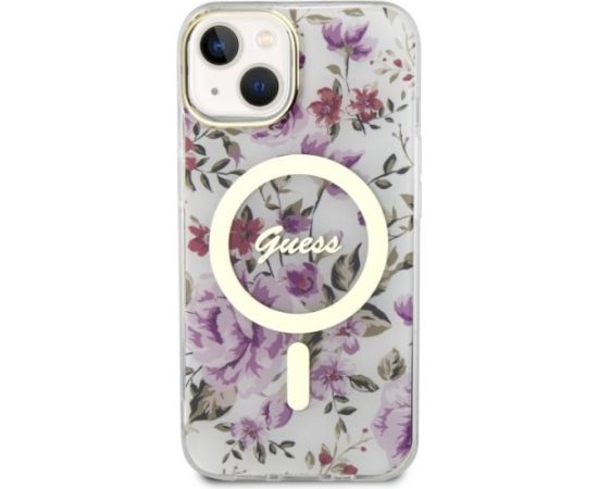 Guess GUHMP14MHCFWST Hardcase Flower MagSafe Aizsargapvalks priekš iPhone 14 Plus / 15 Plus 6.7" Neoriģinālie Maciņi