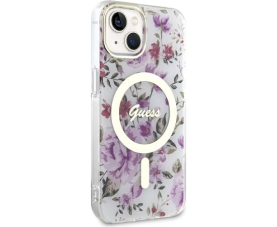 Guess GUHMP14MHCFWST Hardcase Flower MagSafe Aizsargapvalks priekš iPhone 14 Plus / 15 Plus 6.7" Neoriģinālie Maciņi