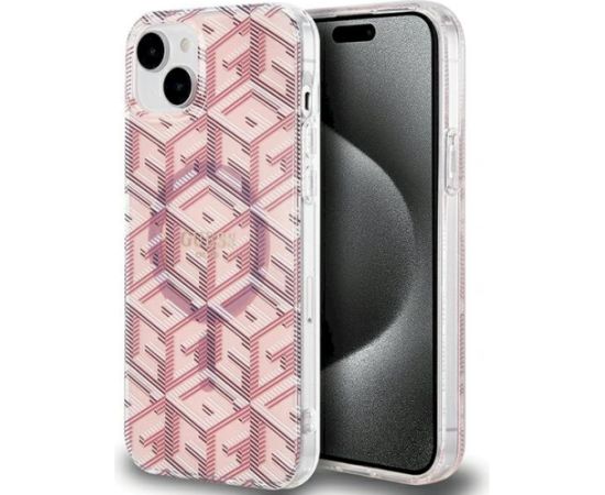 Guess GUHMP15MHGCUSTGP IML GCube MagSafe Aizsargapvalks priekš iPhone 15 Plus/14 Plus 6.7" / rozā Neoriģinālie Maciņi