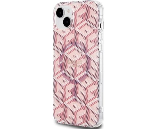 Guess GUHMP15MHGCUSTGP IML GCube MagSafe Aizsargapvalks priekš iPhone 15 Plus/14 Plus 6.7" / rozā Neoriģinālie Maciņi