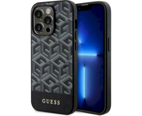 Guess GUHMP14XHGCFSEK GCube Stripes MagSafe Aizsargapvalks priekš iPhone 14 Pro Max 6.7" / melns Neoriģinālie Maciņi