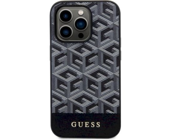 Guess GUHMP14XHGCFSEK GCube Stripes MagSafe Aizsargapvalks priekš iPhone 14 Pro Max 6.7" / melns Neoriģinālie Maciņi