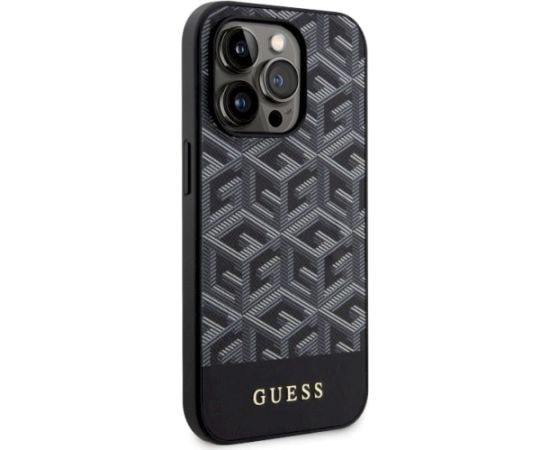 Guess GUHMP14XHGCFSEK GCube Stripes MagSafe Aizsargapvalks priekš iPhone 14 Pro Max 6.7" / melns Neoriģinālie Maciņi