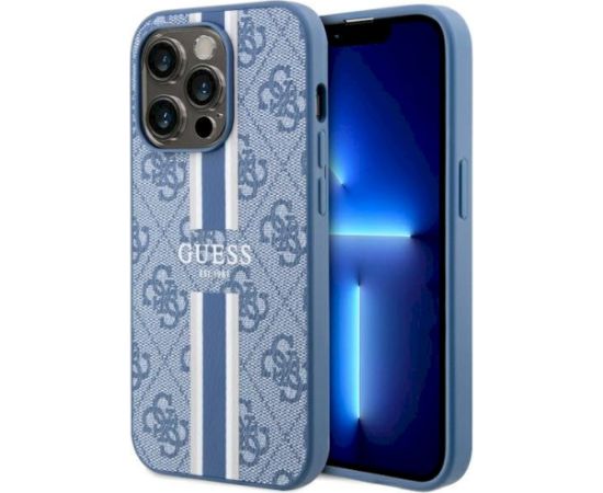 Guess GUHMP14LP4RPSB Hardcase 4G Printed Stripes MagSafe Aizsargapvalks priekš iPhone 14 Pro 6.1" / zils Neoriģinālie Maciņi