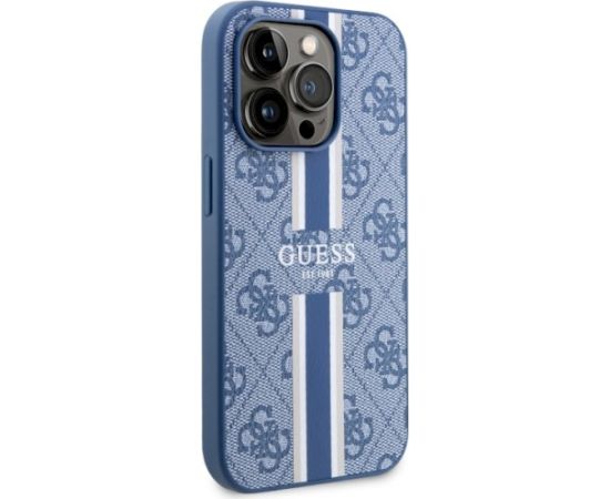 Guess GUHMP14LP4RPSB Hardcase 4G Printed Stripes MagSafe Aizsargapvalks priekš iPhone 14 Pro 6.1" / zils Neoriģinālie Maciņi