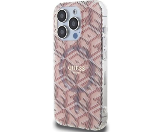 Guess GUHMP15LHGCUSTGP IML GCube MagSafe Aizsargapvalks priekš iPhone 15 Pro 6.1" / rozā Neoriģinālie Maciņi