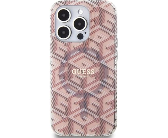 Guess GUHMP15LHGCUSTGP IML GCube MagSafe Aizsargapvalks priekš iPhone 15 Pro 6.1" / rozā Neoriģinālie Maciņi