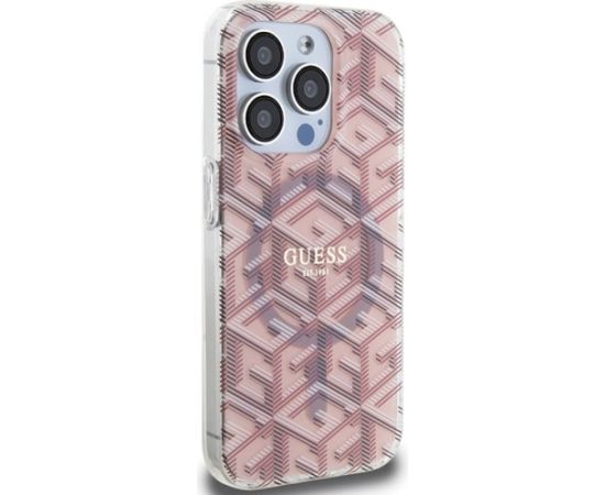 Guess GUHMP15LHGCUSTGP IML GCube MagSafe Aizsargapvalks priekš iPhone 15 Pro 6.1" / rozā Neoriģinālie Maciņi