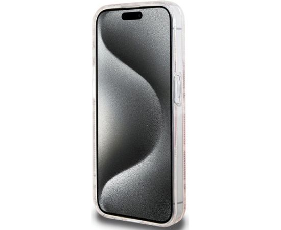 Guess GUHMP15LHGCUSTGP IML GCube MagSafe Aizsargapvalks priekš iPhone 15 Pro 6.1" / rozā Neoriģinālie Maciņi