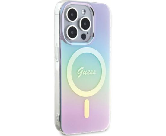 Guess GUHMP15XHITSU Hardcase IML Iridescent MagSafe Aizsargapvalks priekš iPhone 15 Pro Max 6.7" / violets Neoriģinālie Maciņi