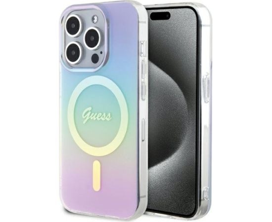 Guess GUHMP15LHITSU Hardcase IML Iridescent MagSafe Aizsargapvalks priekš iPhone 15 Pro 6.1" / violets Neoriģinālie Maciņi