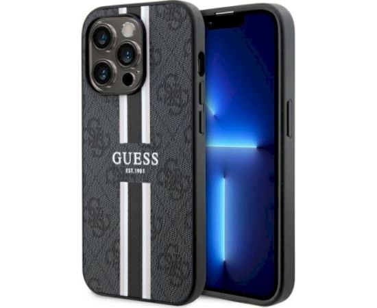 Guess GUHMP14LP4RPSK Hardcase 4G Printed Stripes MagSafe Aizsargapvalks priekš iPhone 14 Pro 6.1" / melns Neoriģinālie Maciņi