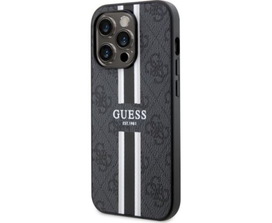 Guess GUHMP14LP4RPSK Hardcase 4G Printed Stripes MagSafe Aizsargapvalks priekš iPhone 14 Pro 6.1" / melns Neoriģinālie Maciņi