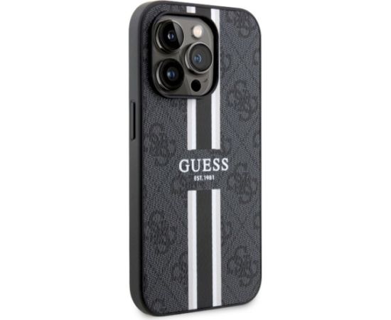 Guess GUHMP14LP4RPSK Hardcase 4G Printed Stripes MagSafe Aizsargapvalks priekš iPhone 14 Pro 6.1" / melns Neoriģinālie Maciņi