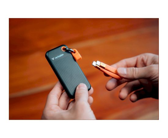 Verbatim 32285 Pocket External Drive SSD Ārējais disks 512GB ar atslēgu piekariņu un USB-C kabeli 3.2 gen.2 / melns-oranžs Ārējie cietie diski HDD SSD