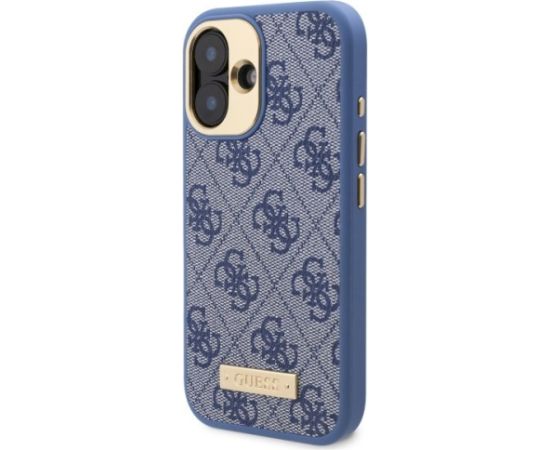 Guess GUHMP16SU4GPRB Hardcase 4G Logo Plate MagSafe Aizsargapvalks priekš iPhone 16 6.1" / zils Neoriģinālie Maciņi